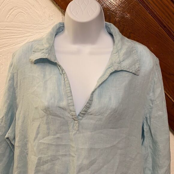 St tropes side buttons linen shirt L - Picture 4 of 9